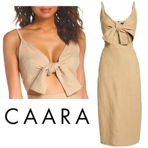 CAARA☀️SEXY Front Tie Linen Midi Sundress!
